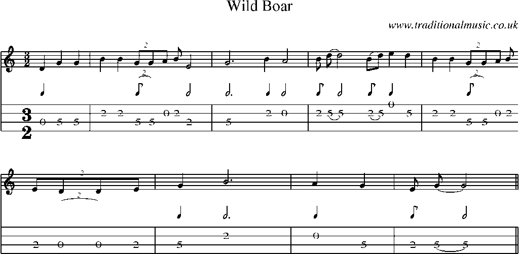 Mandolin Tab and Sheet Music for Wild Boar