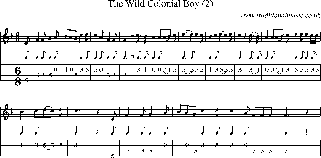 Mandolin Tab and Sheet Music for The Wild Colonial Boy (2)
