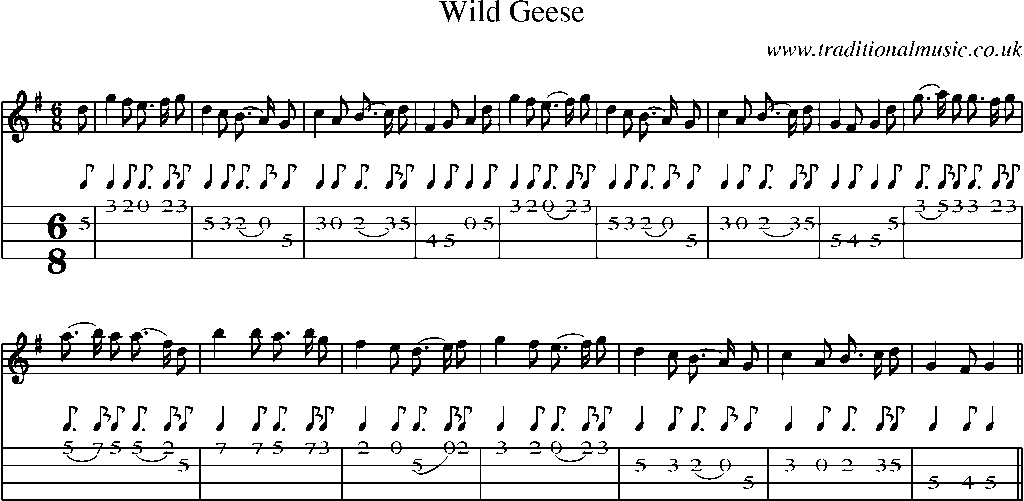 Mandolin Tab and Sheet Music for Wild Geese