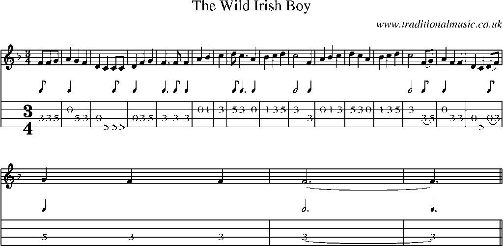 Mandolin Tab and Sheet Music for The Wild Irish Boy