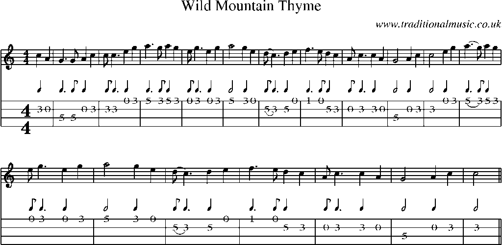 Mandolin Tab and Sheet Music for Wild Mountain Thyme
