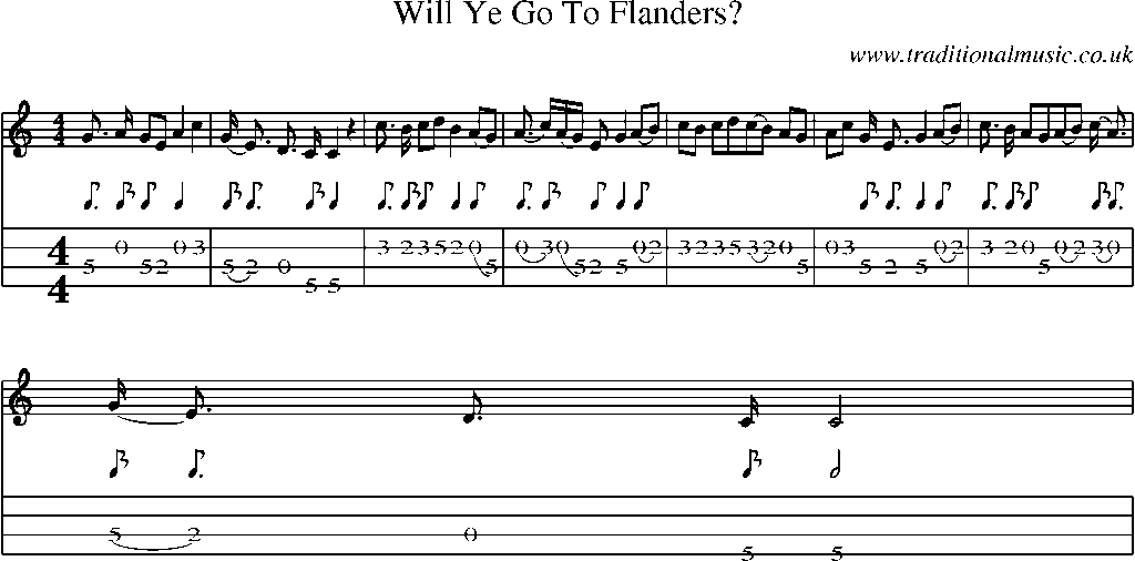 Mandolin Tab and Sheet Music for Will Ye Go To Flanders?