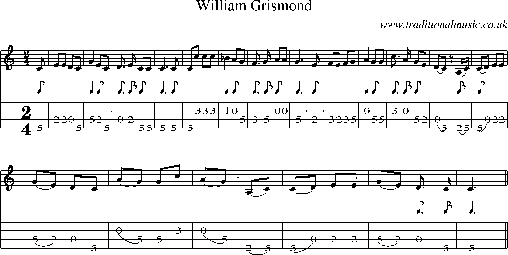 Mandolin Tab and Sheet Music for William Grismond(1)