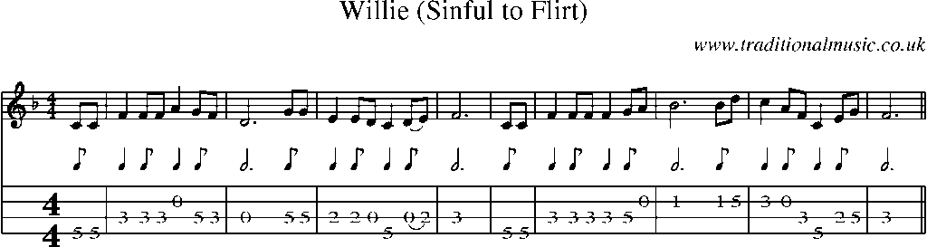 Mandolin Tab and Sheet Music for Willie (sinful To Flirt)