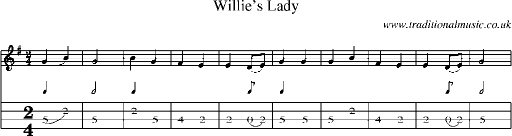 Mandolin Tab and Sheet Music for Willie's Lady(1)