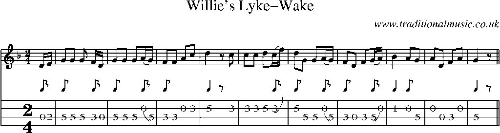Mandolin Tab and Sheet Music for Willie's Lyke-wake