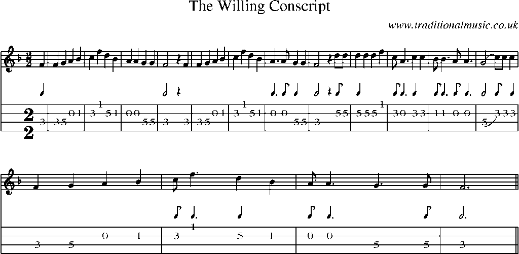 Mandolin Tab and Sheet Music for The Willing Conscript