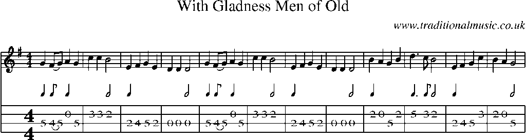 Mandolin Tab and Sheet Music for With Gladness Men Of Old