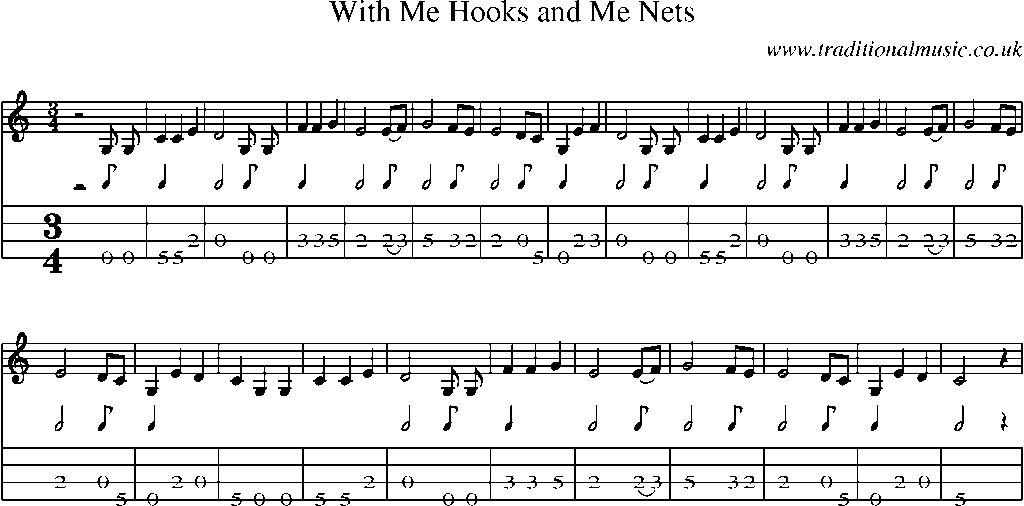 Mandolin Tab and Sheet Music for With Me Hooks And Me Nets
