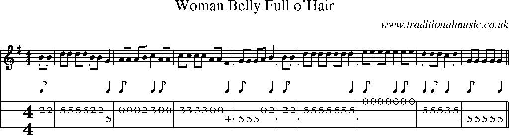 Mandolin Tab and Sheet Music for Woman Belly Full O'hair