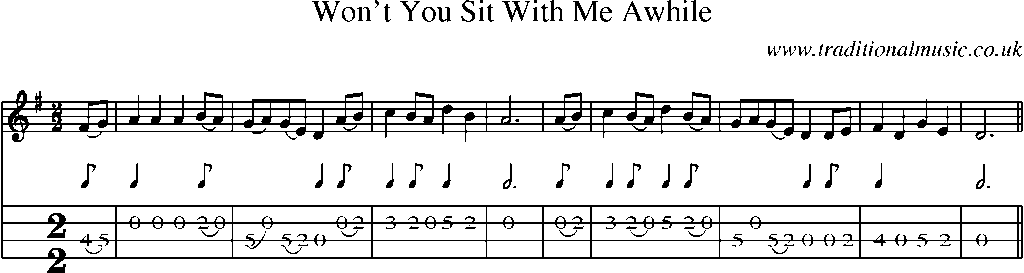 Mandolin Tab and Sheet Music for Won't You Sit With Me Awhile