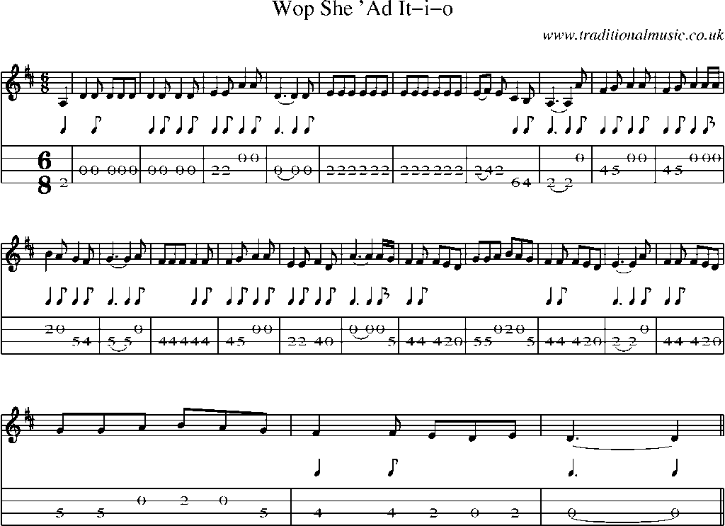 Mandolin Tab and Sheet Music for Wop She 'ad It-i-o