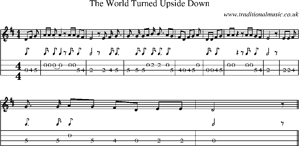 Mandolin Tab and Sheet Music for The World Turned Upside Down