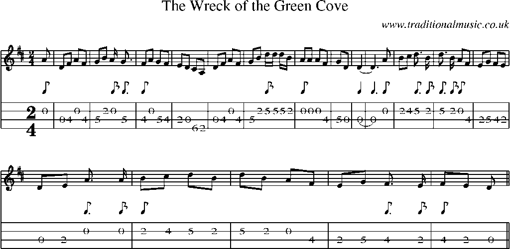Mandolin Tab and Sheet Music for The Wreck Of The Green Cove