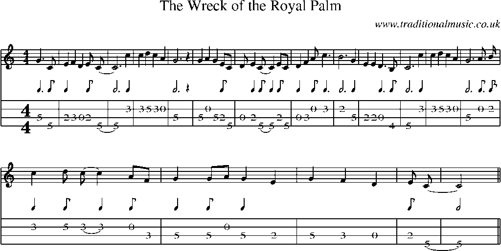Mandolin Tab and Sheet Music for The Wreck Of The Royal Palm