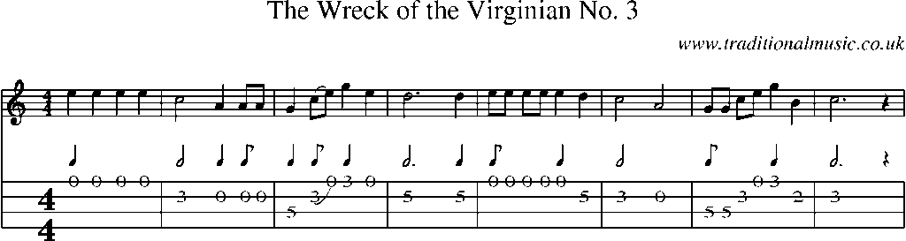 Mandolin Tab and Sheet Music for The Wreck Of The Virginian No. 3