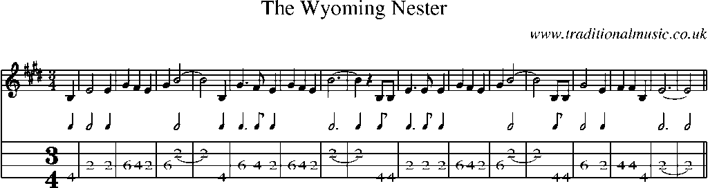 Mandolin Tab and Sheet Music for The Wyoming Nester