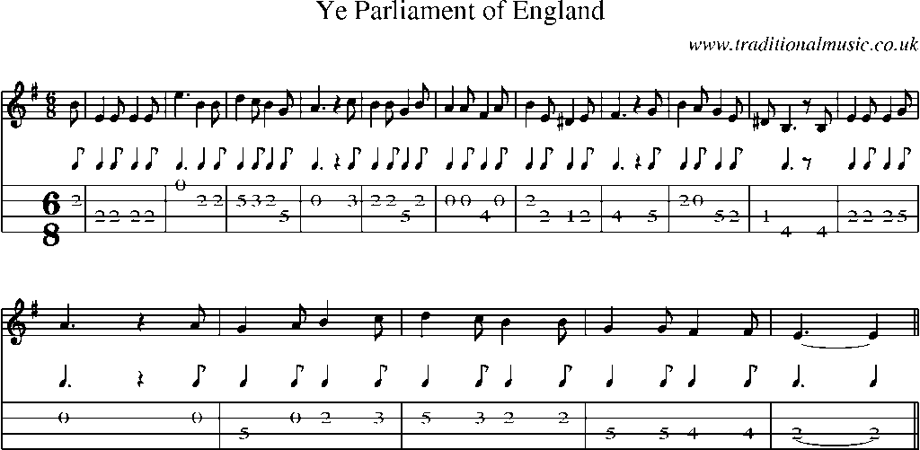 Mandolin Tab and Sheet Music for Ye Parliament Of England