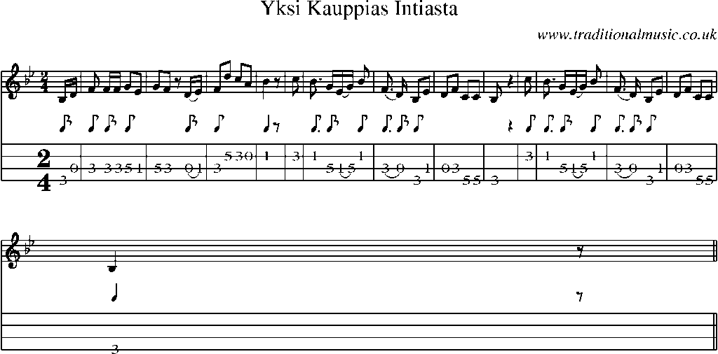 Mandolin Tab and Sheet Music for Yksi Kauppias Intiasta