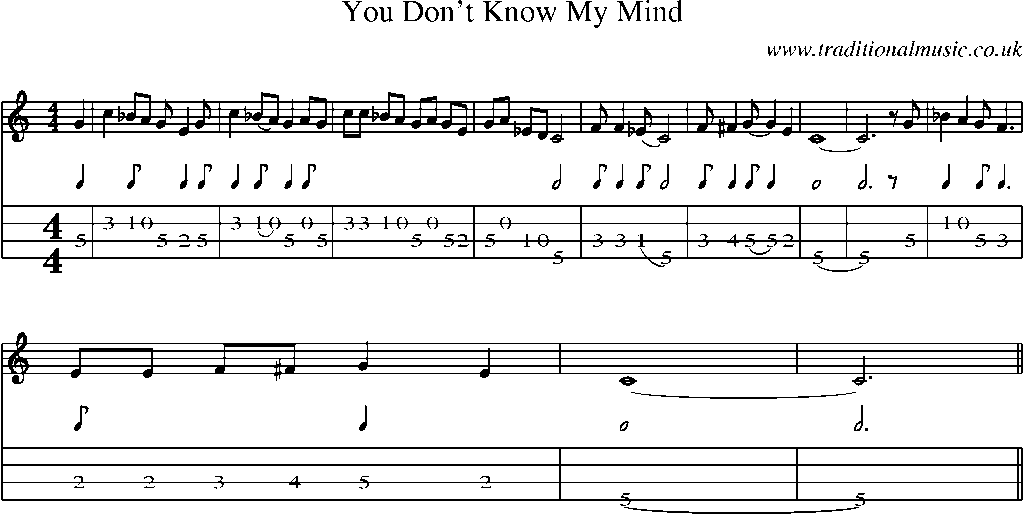 Mandolin Tab and Sheet Music for You Don't Know My Mind