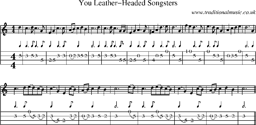 Mandolin Tab and Sheet Music for You Leather-headed Songsters