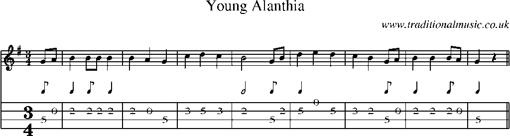 Mandolin Tab and Sheet Music for Young Alanthia