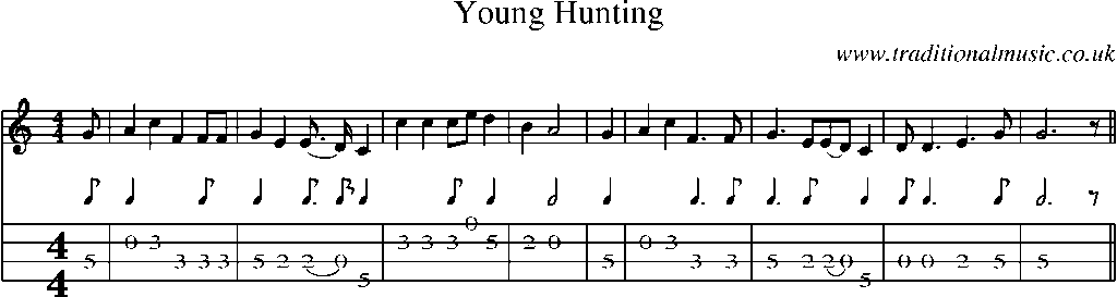 Mandolin Tab and Sheet Music for Young Hunting(1)