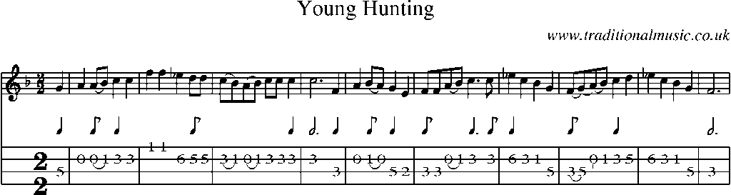 Mandolin Tab and Sheet Music for Young Hunting