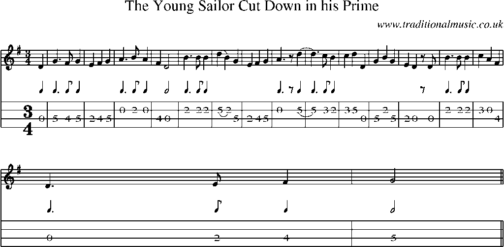 Mandolin Tab and Sheet Music for The Young Sailor Cut Down In His Prime