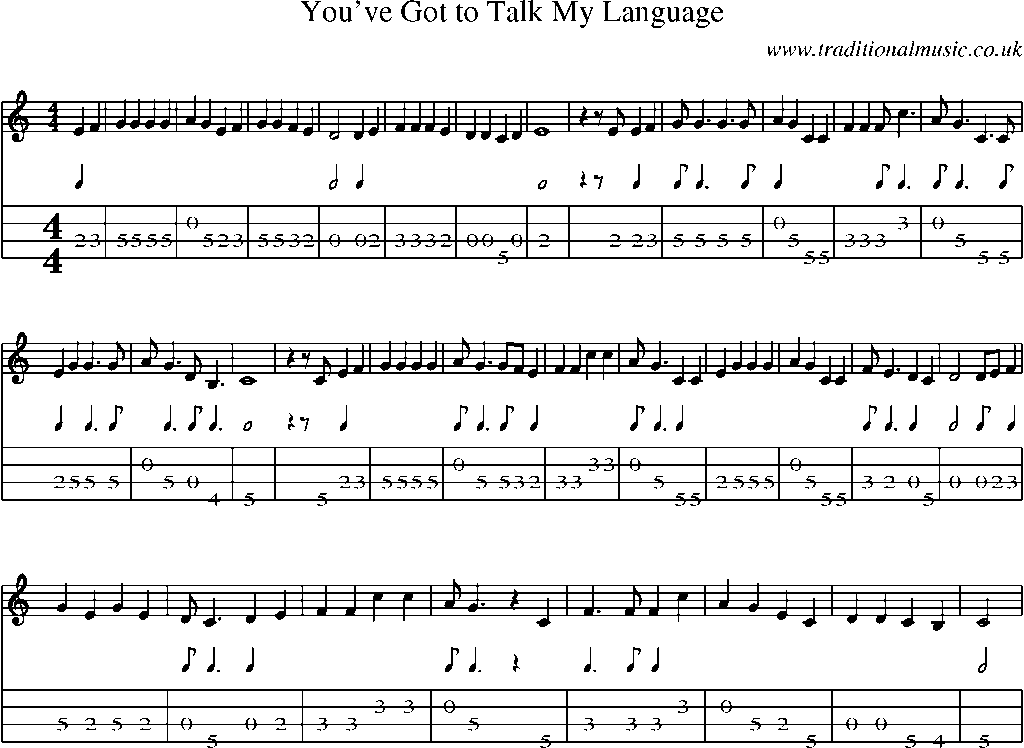 Mandolin Tab and Sheet Music for You've Got To Talk My Language