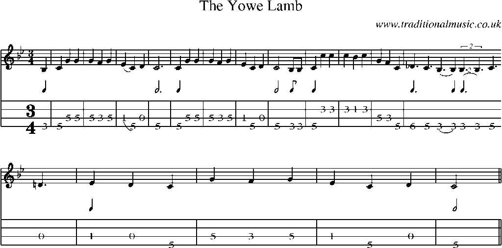 Mandolin Tab and Sheet Music for The Yowe Lamb