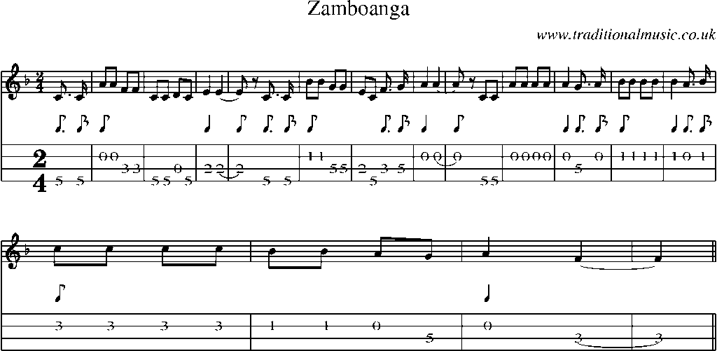 Mandolin Tab and Sheet Music for Zamboanga