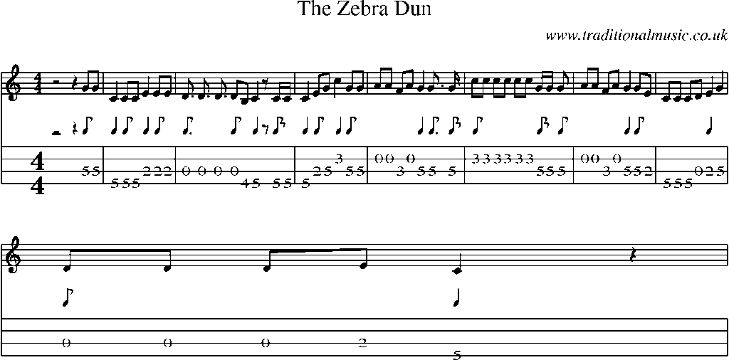 Mandolin Tab and Sheet Music for The Zebra Dun