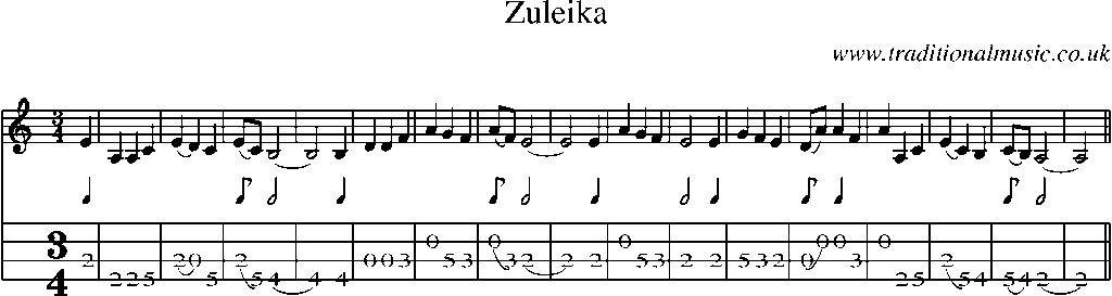 Mandolin Tab and Sheet Music for Zuleika