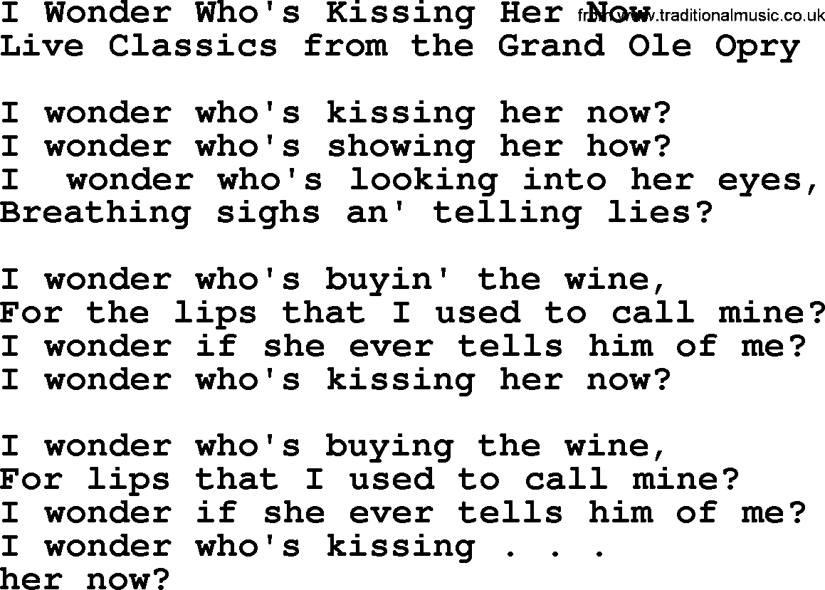 Marty Robbins song: I Wonder Whos Kissing Her Now, lyrics