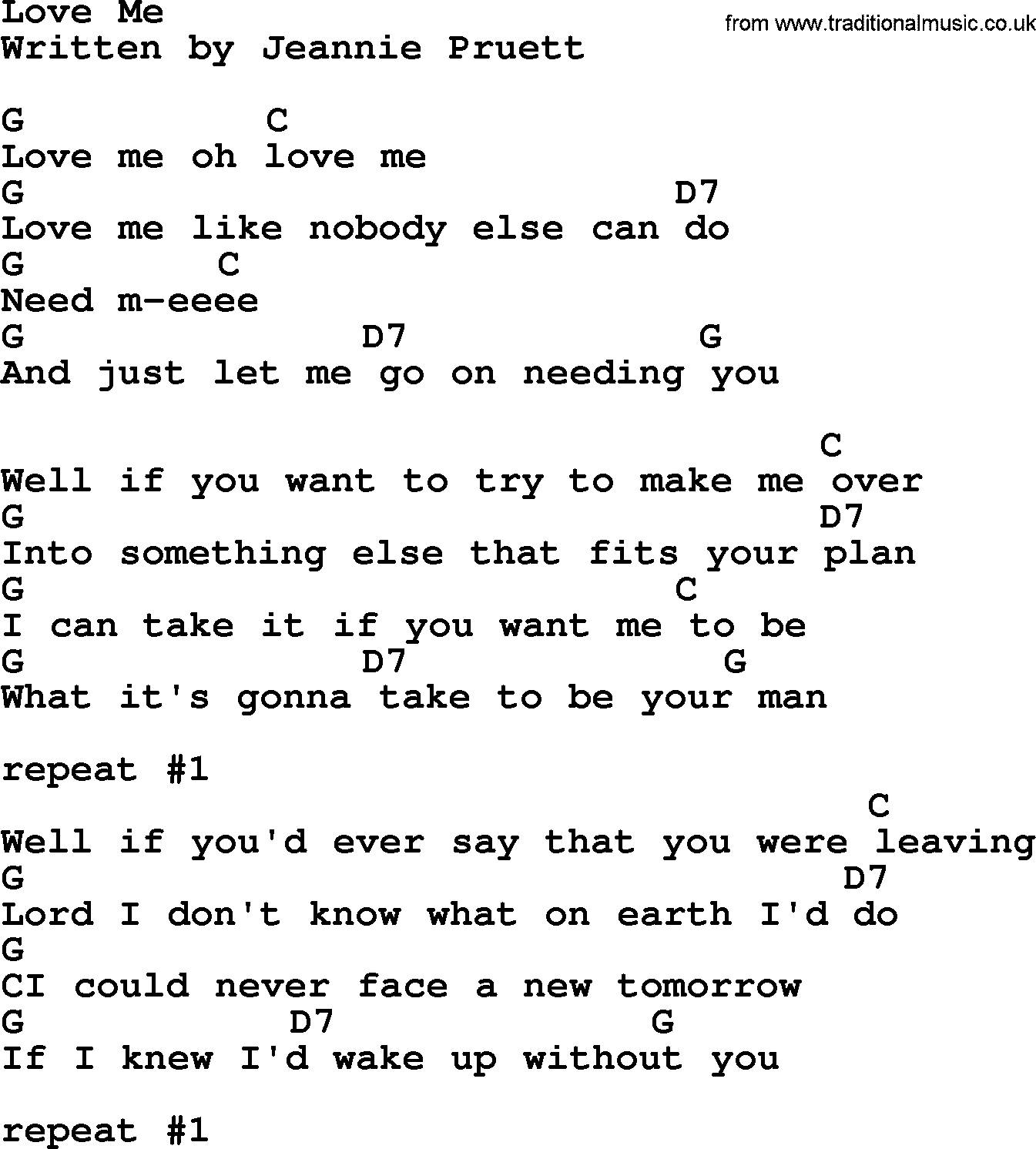 Marty Robbins song: Love Me, lyrics and chords
