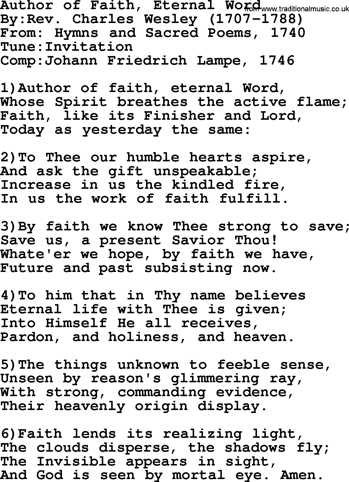 Methodist Hymn: Author Of Faith, Eternal Word, lyrics