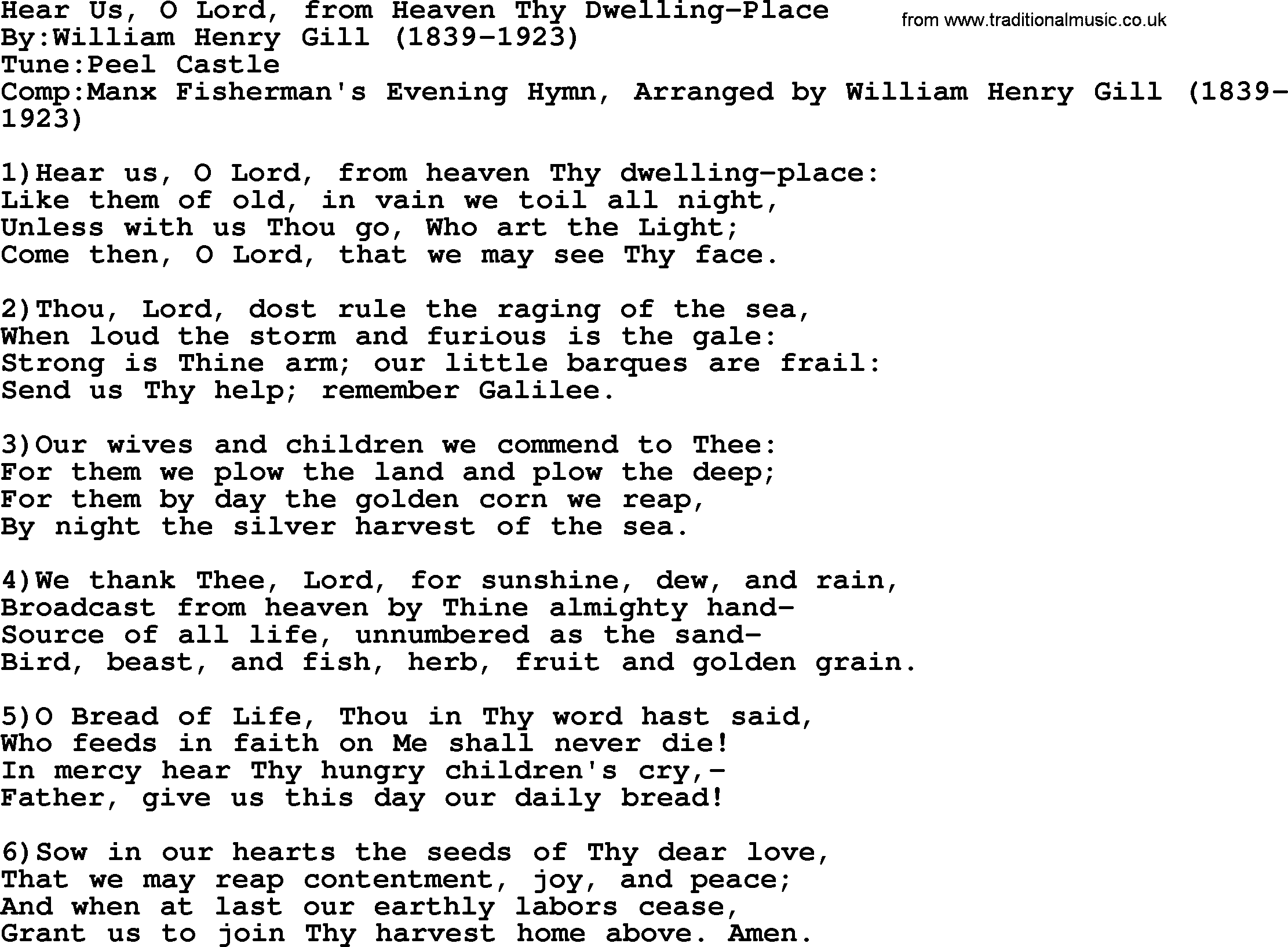 Methodist Hymn: Hear Us, O Lord, From Heaven Thy Dwelling-place, lyrics