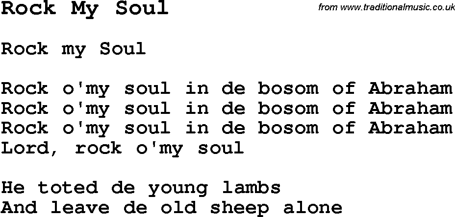 Negro Spiritual Song Lyrics for Rock My Soul
