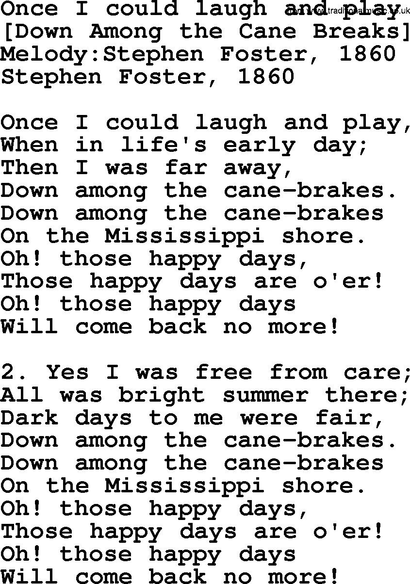 Old American Song: Once I Could Laugh And Play, lyrics