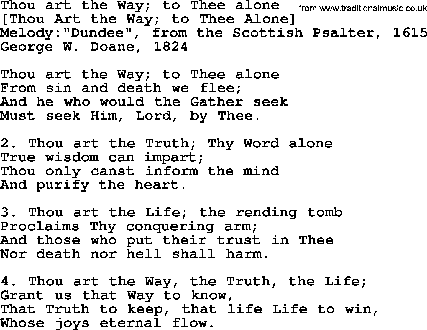 Old American Song: Thou Art The Way; To Thee Alone, lyrics