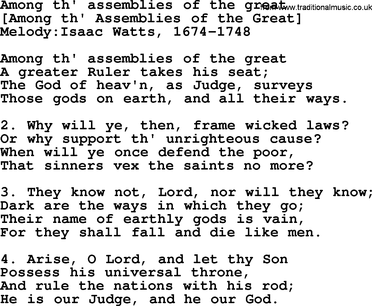 Old English Song: Among Th' Assemblies Of The Great lyrics