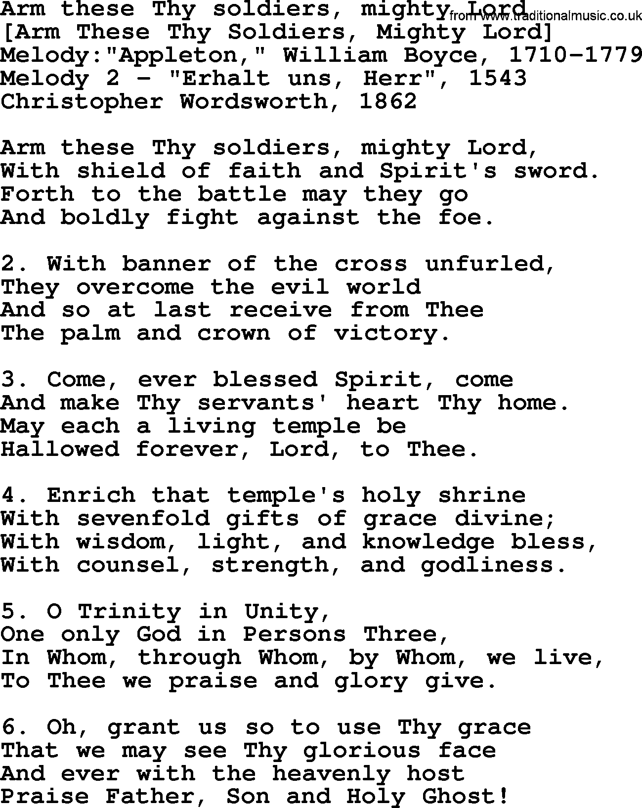 Old English Song: Arm These Thy Soldiers, Mighty Lord lyrics