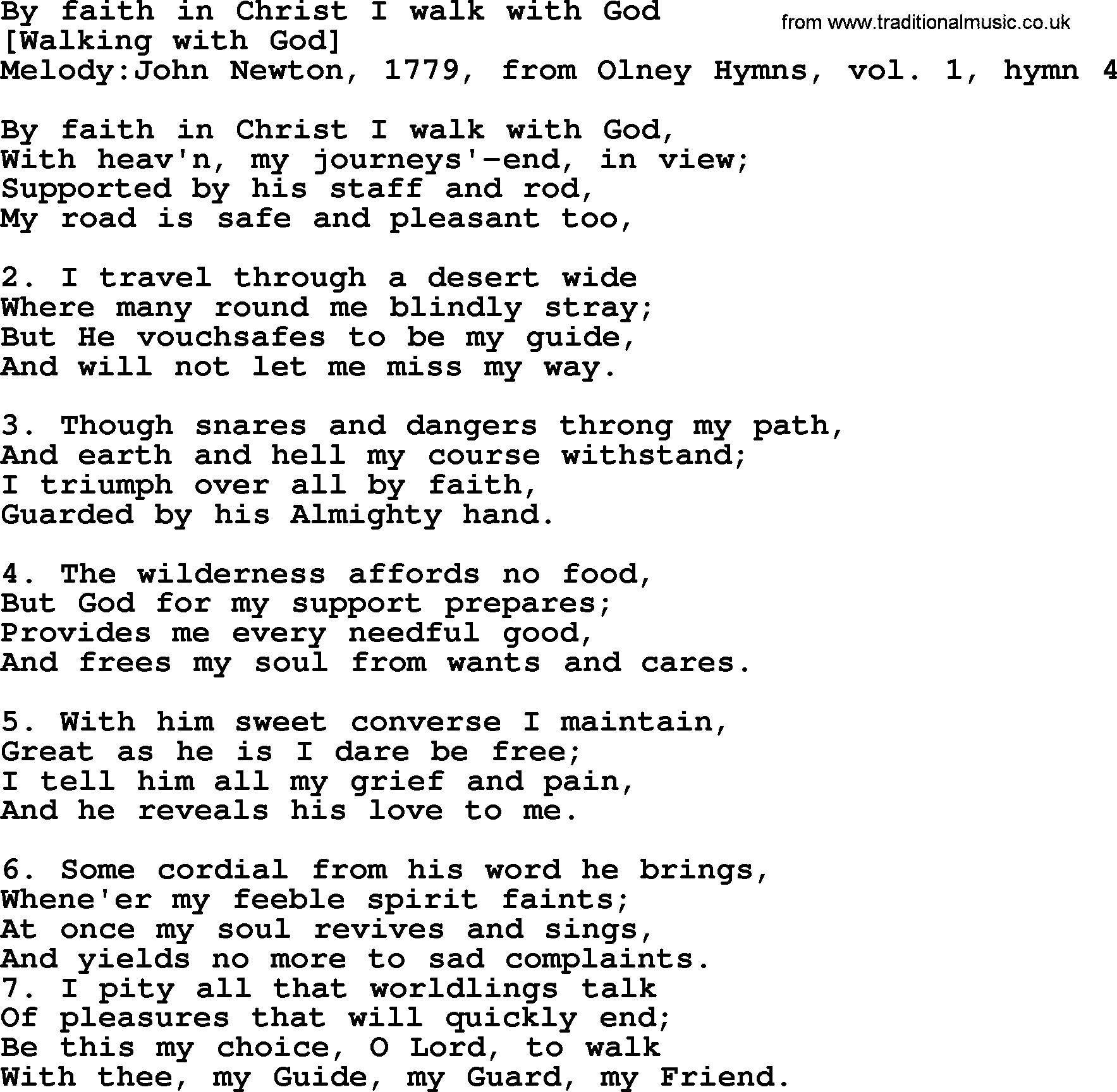 Old English Song: By Faith In Christ I Walk With God lyrics