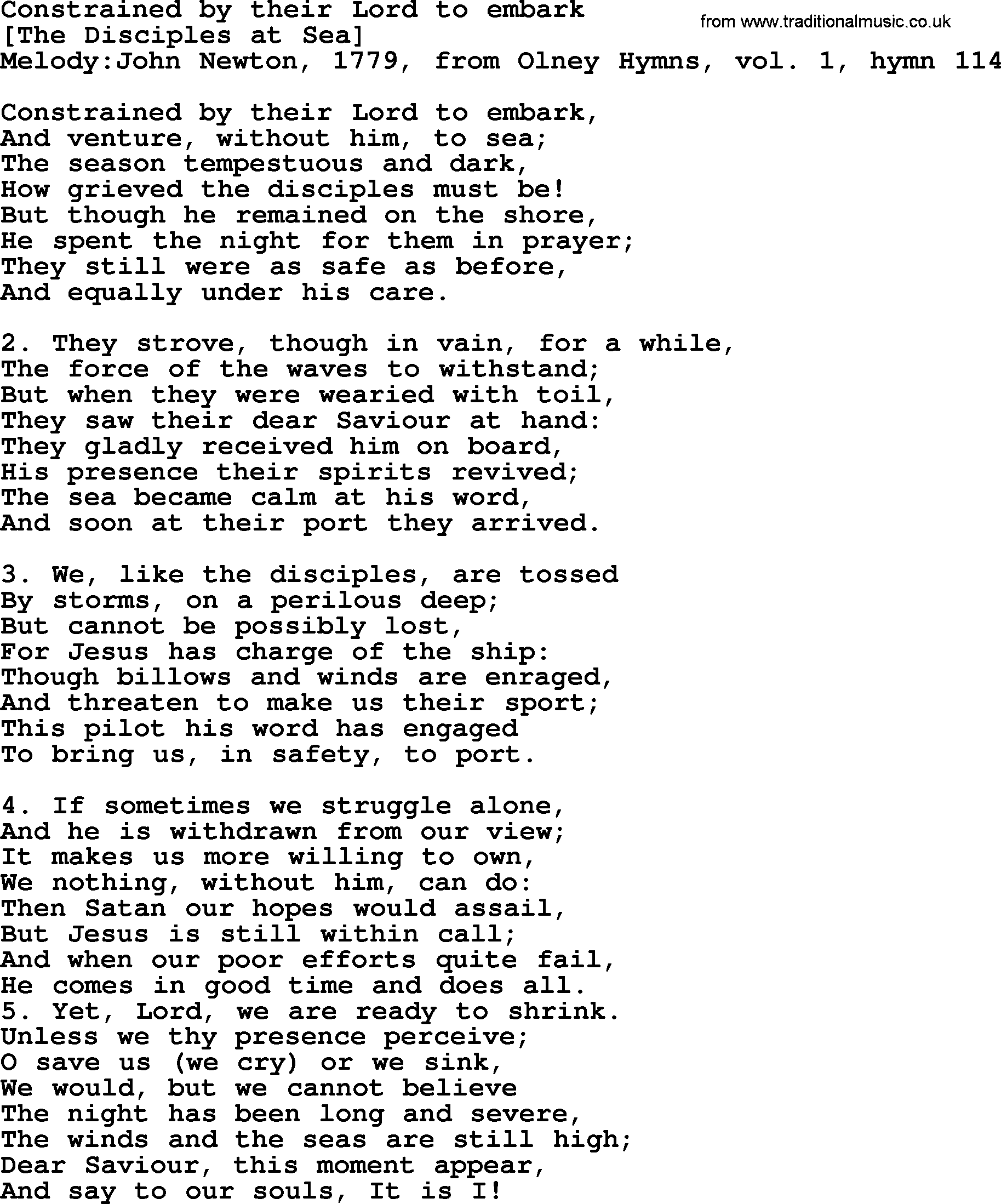 Old English Song: Constrained By Their Lord To Embark lyrics
