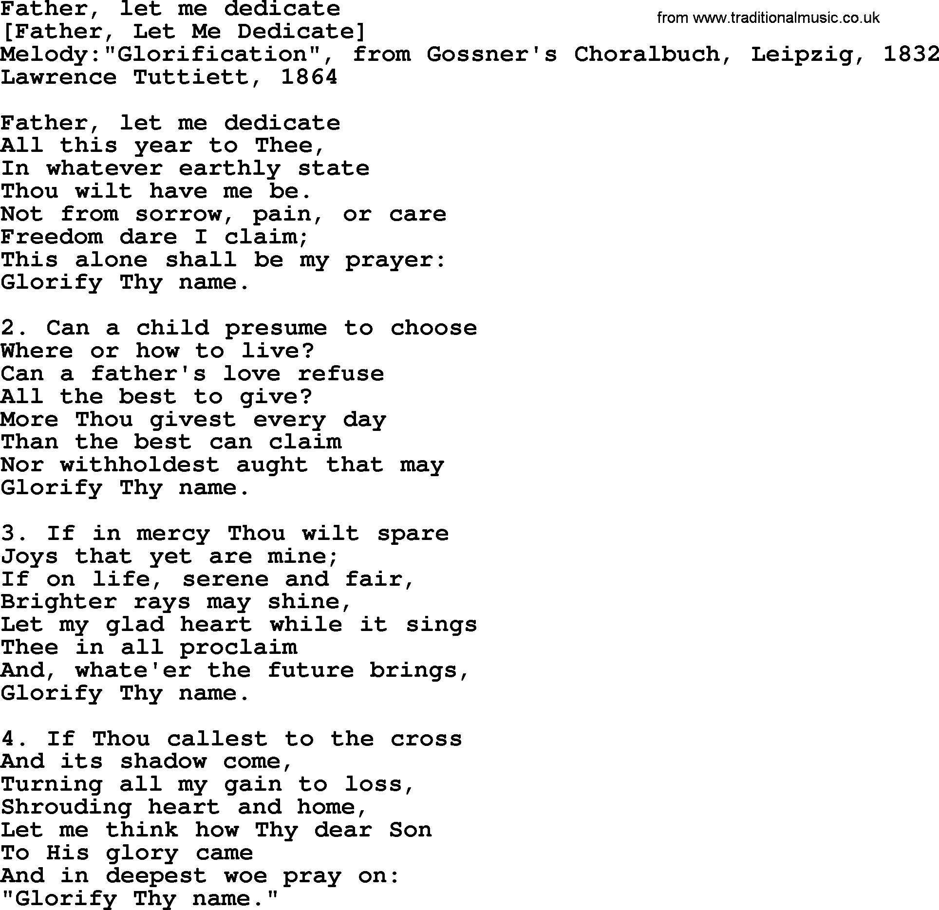 Old English Song: Father, Let Me Dedicate lyrics