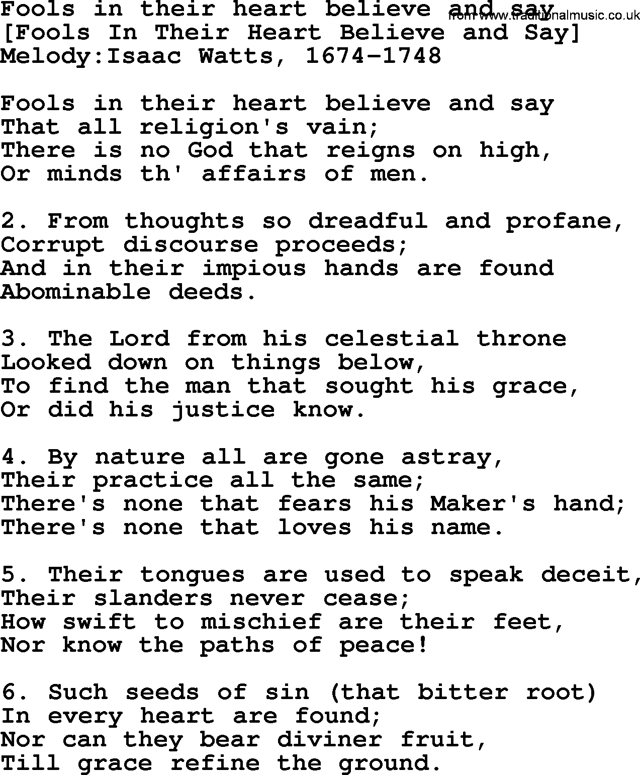 Old English Song: Fools In Their Heart Believe And Say lyrics