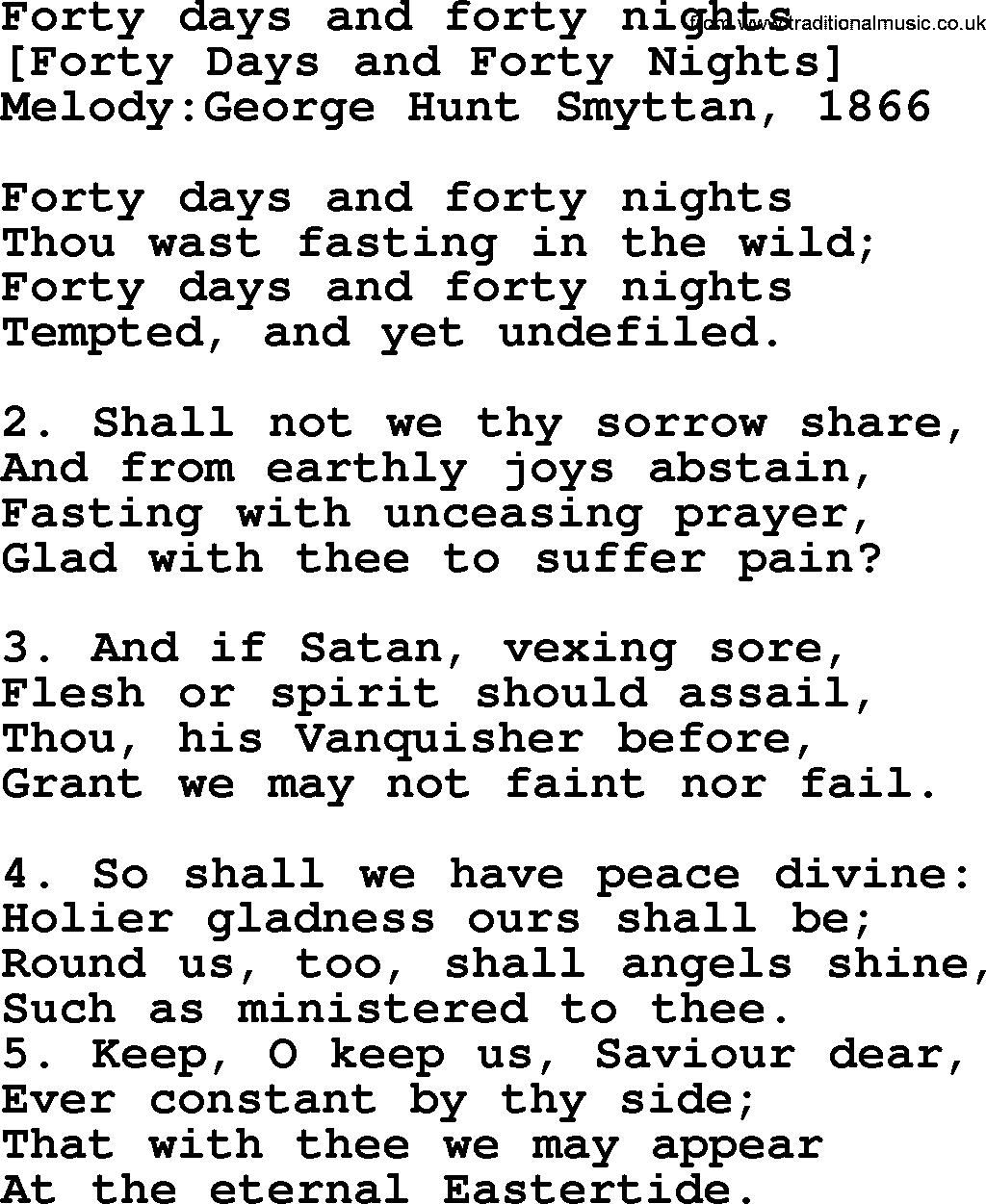 Old English Song: Forty Days And Forty Nights lyrics