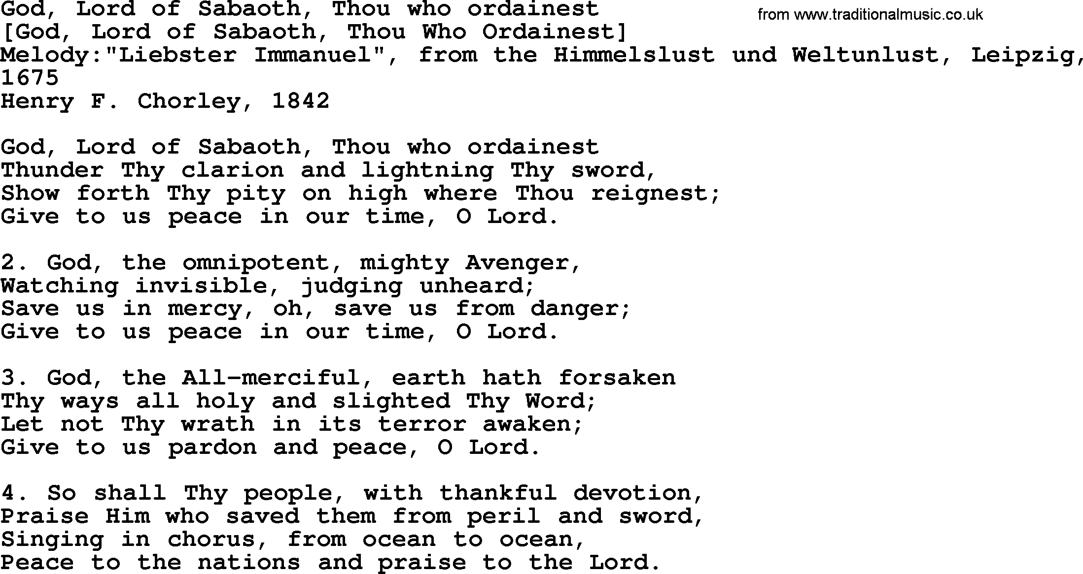 Old English Song: God, Lord Of Sabaoth, Thou Who Ordainest lyrics