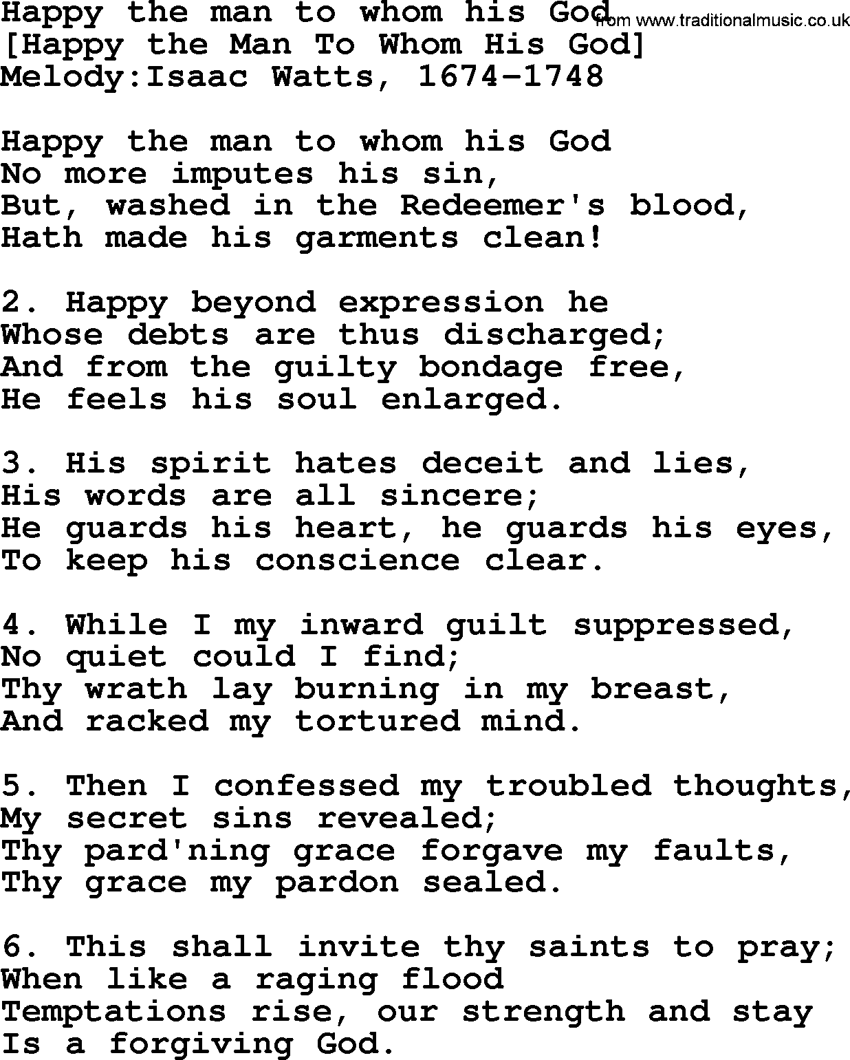 Old English Song: Happy The Man To Whom His God lyrics